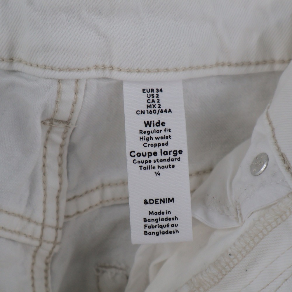 &DENIM Wide Leg Cropped High Waist Jeans Womens 2 White Preppy Casual Nautical‎ - Picture 2 of 16
